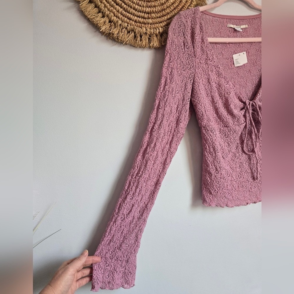 Urban Outfitters NEW Mauve Pink Quinn Lace Coquette Babydoll Y2K Top SZ Large - Picture 5 of 11
